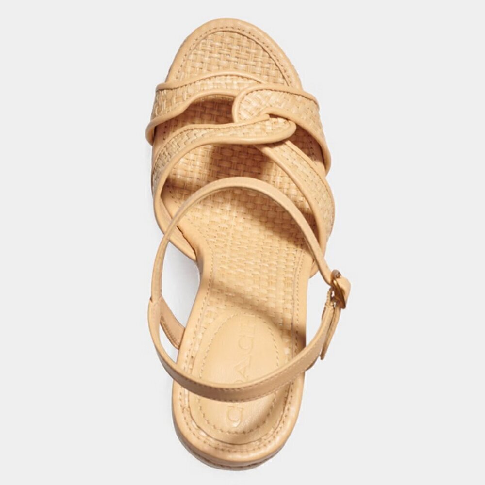 πCOACHπ Talina Platform Raffia Espadrille Sandal ~ Neutral 10 New without Box - Picture 6 of 16